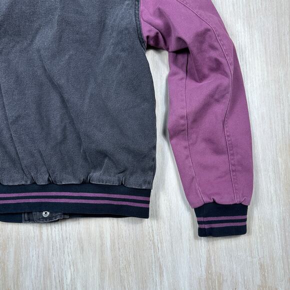 BDG Colorblock Varsity Black & Purple Long Sleeve Snap Front Bomber Jacket Small - Picture 10 of 12